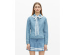 Chemise col claudine en denim bleu