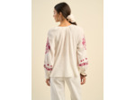 Blouse brodée ample en gaze de coton