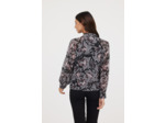 Blouse ample manches bouffantes, col fantaisie avec liens / imprimé tapisserie sur tissu chiffon polyester