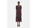 Robe Longue Imprimé Cerise Avec Boutonnage black - red