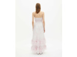 Robe longue a bretelles en mesh white - pink