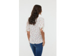 Chemise en viscose, manches courtes bouffantes nouées en bas de manche, col V et fermeture boutonnée, imprimé « Oranges »