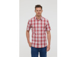 Chemise à carreaux, manches courtes, broderie poitrine