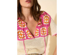 Top en crochet à manches courtes