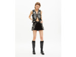 Short en velours brodé avec strass et perles noir black