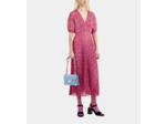 Robe Longue Plisse A Manches Courte pink