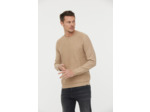 Pull basique col rond maille fantaisie en coton bio avec print poitrine