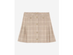 Mini jupe a carreaux plissee beige-brown