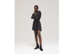 Robe courte a manches longues decollete v incruste de dentelles black