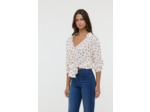 Chemise nouée avec manches 3/4 en viscose imprimé « Oranges »