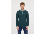 Polo manches longues détails col et poignet zip et broderie poitrine contrastée