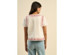 Gilet sans manches brodé en gaze de coton