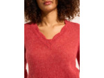 Pull col V détails crochet