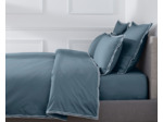 HOUSSE DE COUETTE | Pure White Percale Lavée - Blue - Finition White