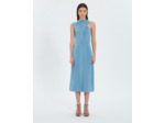 Robe asymétrique satinée bleue