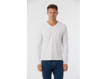 T-shirt manches longues col V broderie poitrine