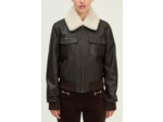 Veste en cuir au col en mouton - NOREA