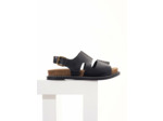 Sandales plates en cuir noir