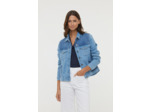 Veste en jean en bi-couleur, fermeture boutonnées