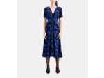 Robe Longue Imprimée En Soie Avec Boutonnage black blue