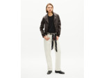 Blouson court en cuir marron brown