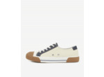 Sneakers Basses En Toile Avec Empiecements En Cuir ecru
