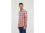 Chemise à carreaux, manches courtes, broderie poitrine