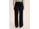 Pantalon large en velours de coton taille haute