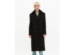 Manteau long en laine col sherpa noir black