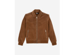 Blouson cuir a zip camel
