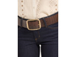 Ceinture en cuir texturé avec grande boucle dorée