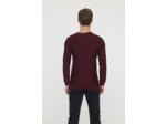 Pull basique col V maille fantaisie en coton bio avec print poitrine
