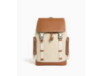 Sac à dos à rabat Maurice en toile coton et cuir lisse semi-végétal