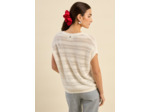 Pull léger en maille ajourée, manches courtes et col V