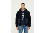 Blouson loose en sherpa, contrasté nylon poches et épaules