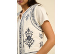 Gilet sans manches brodé en gaze de coton