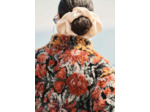 Manteau fausse fourrure imprimée à motifs avec col cygne