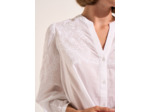Chemise ample en voile de coton brodé et col tunisien