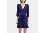 Robe Courte En Soie Manches 3/4 Gigot blue red