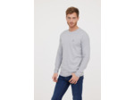Pull basique col rond avec laine recyclée et print poitrine