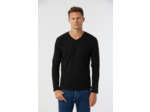 T-shirt manches longues col V broderie poitrine