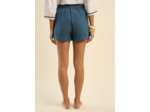 Short en lin avec liens de resserrement