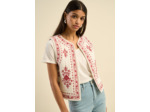 Gilet sans manches brodé en gaze de coton
