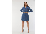 Robe chemise en jean à boutons pression et poches poitrines