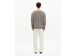 Pull mouliné beige et blanc beige