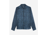 Chemise imprimé léopard en soie mélangée blue