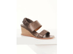 Sandales compensées en cuir fumee