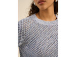 Pull maille multicolore et lurex manches 3/4