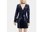 Robe Courte Bleu Marine En Velours Avec Sequins navy