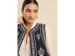 Gilet sans manches brodé en gaze de coton